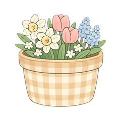 Fototapeta premium PNG Charming floral basket illustration.