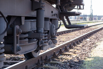 train bogie railway wheel suspension track detail © iRVN