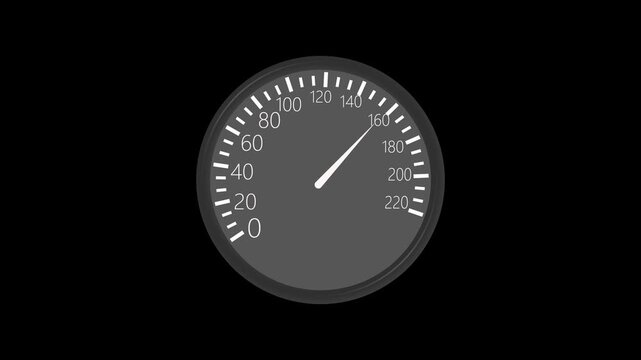 Analog speedometer gauge needle animated, Circular analog speedometer gauge