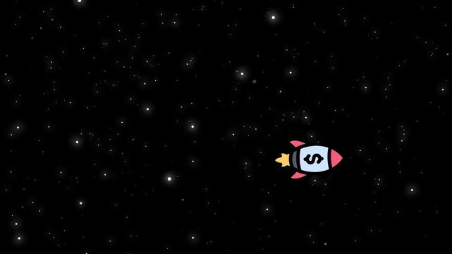 Dollar rocket launch into the cosmos, A conceptual illustration of space investment, wealth growth, and ambitious project funding soaring through the starry galaxy