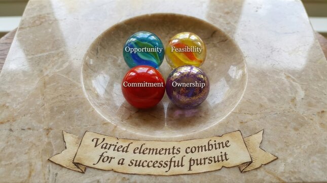 Structured Arrangement of Four S1 Marbles for Business Concepts