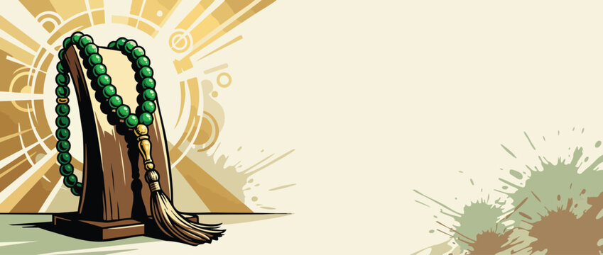 Prayer Beads Tasbih with Elegant Sacred Light Calm Devotional Atmosphere