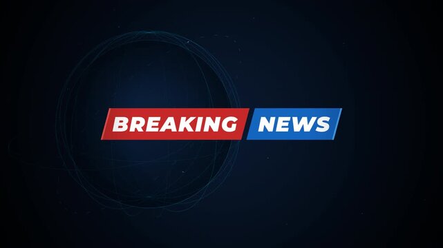 Dynamic breaking news template intro for professional broadcast show program featuring a spinning wireframe earth globe and sleek graphic badges.
