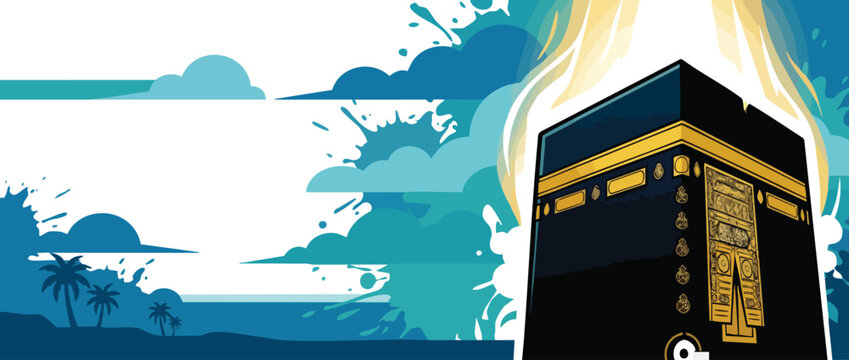 Kaaba with Elegant Sacred Light and Calm Spiritual Atmosphere Illustration