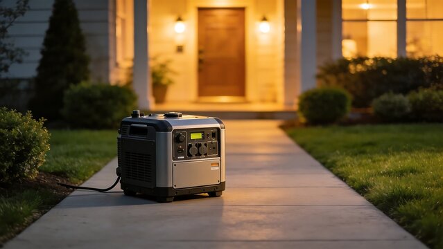Portable generator on a pathway