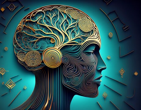 human head with brain