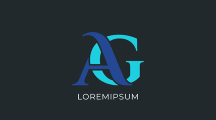 A sleek and modern logo design featuring sophisticated typography of the letters 'A' and 'G' with stylish color influences, representing a contemporary brand identity in design. © Xiaoliang