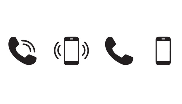 Phone icons: incoming call ringing phone outgoing call phone symbol with black and white incoming outgoing communication telephone technology