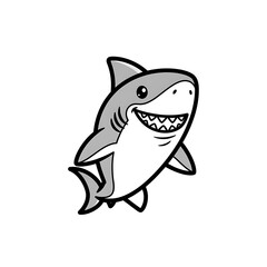 Fototapeta premium Smiling Cartoon Shark Illustration.