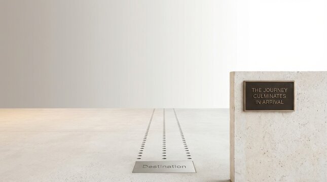 Destination sign next to subtle gradient path