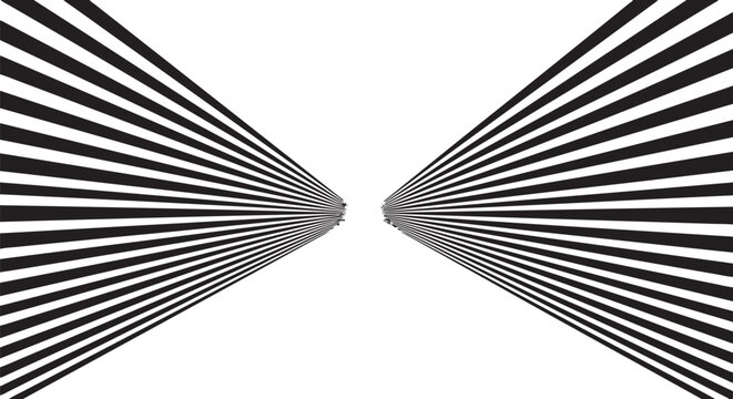 Optical illusion, geometric pattern, black and white stripes, abstract design, tunnel effect