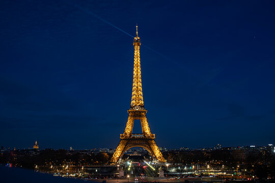 March 9, 2025 - The Eiffel Tower is a lattice tower on the Champ de Mars in Paris, France.