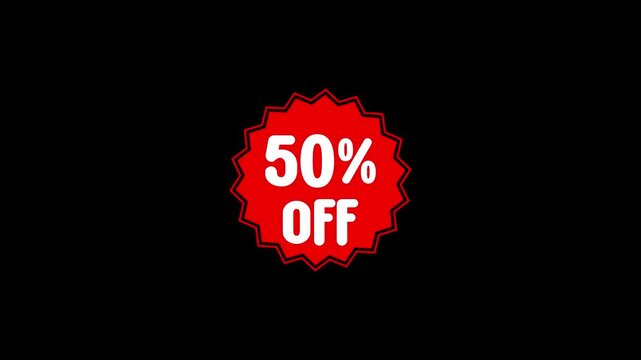 Discount badge animation 50 percent off sale promotion offer
