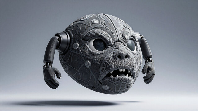 Unique 3D modeled character with robotic arms