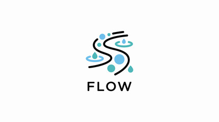This image captures the essence of fluidity with a modern logo design representing water flow, using blue tones and abstract shapes to symbolize motion and harmony. © Xiaoliang