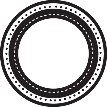 Circular border, dotted line, black and white vector frame, decorative ring, geometric shape