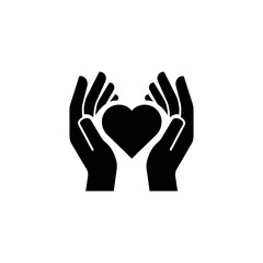Fototapeta premium Hands Gently Holding a Heart Symbol in Black Silhouette