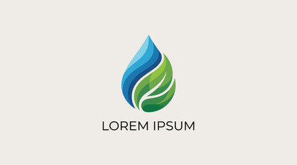 Fototapeta premium This logo features a stylized water drop combined with green leaf elements, representing freshness, nature, and sustainability, perfect for eco-friendly brands and initiatives.