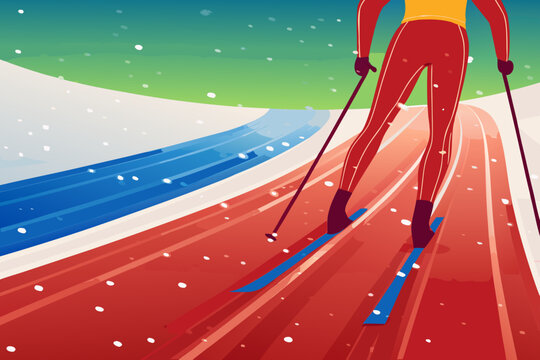Nordic Training Ski Practice Route Vector Illustr