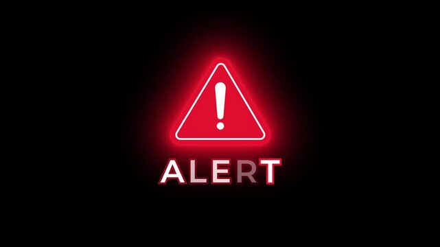 Alert warning animation with exclamation triangle danger signal notification video