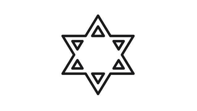 Minimalist Black Star of David Vector Icon Illustration, Scalable Jewish Symbol Magen David Silhouette Isolated on White Background, Religious Hexagram Graphic for Judaism and Spiritual Designs