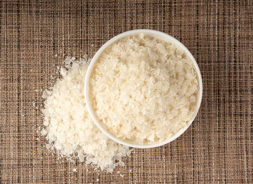 Raw flattened rice. Dry rice flakes or poha, Indian breakfast food