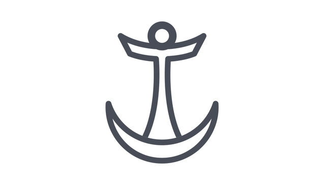 Stylized black vector icon of the ancient Sign of Tanit, a symbolic figure with raised arms and a crescent base, representing a deity or anchor, isolated on white for minimalist graphic design.