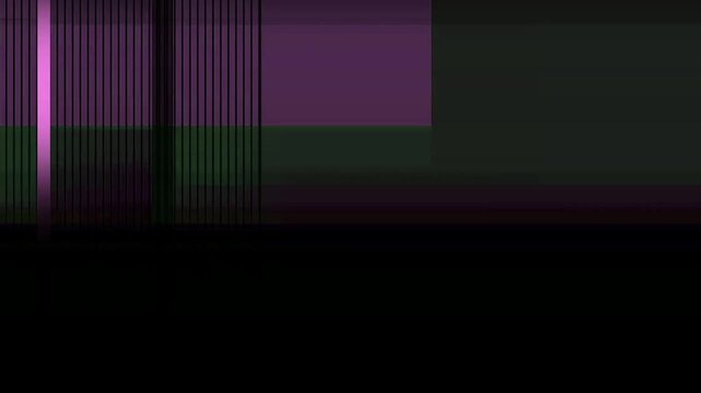 A dynamic glitch transition featuring broken pixels and corrupted screen effects.