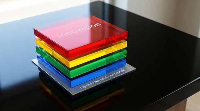 Minimal Composition Featuring Stacked Acrylic Sheets s1