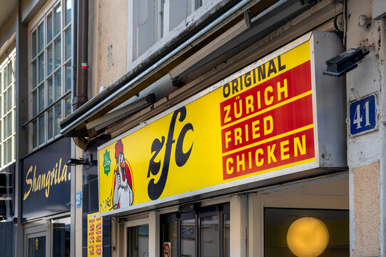 Zurich, Switzerland - April 2, 2026: ZFC Fried Chicken in Zurich is a restaurant or fast-food spot specializing in fried chicken dishes.