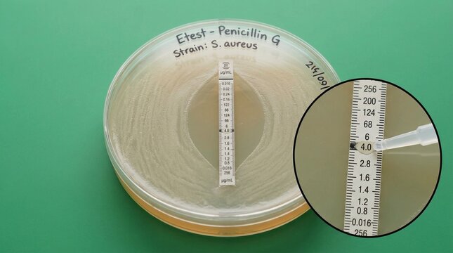 A laboratory petri dish with a ruler and a magnified view of the agar gel surface.