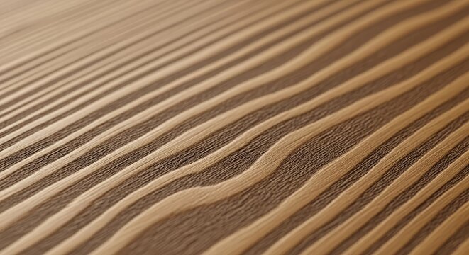 Close up of wooden texture with parallel grain pattern and warm lighting