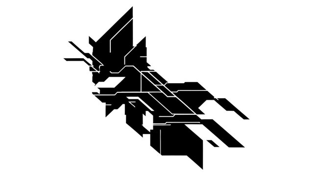 Abstract futuristic geometric silhouette vector illustration for tech branding and gaming graphics