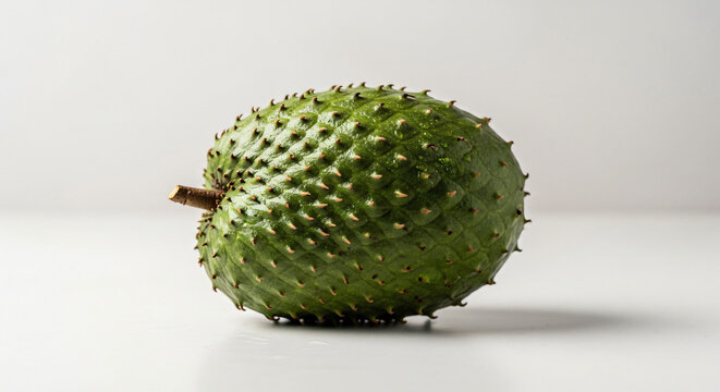 Green ackee fruit on white background