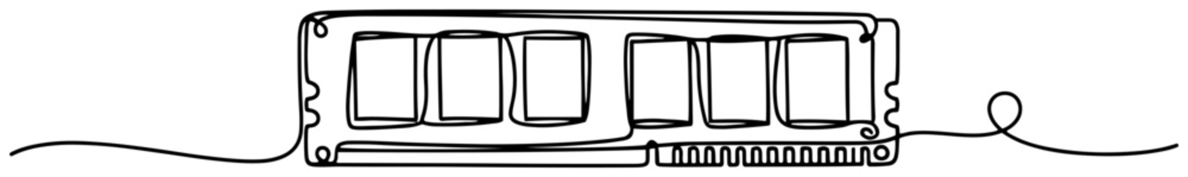 RAM memory module computer hardware component in continuous line art style