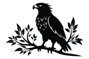 Fototapeta premium eagle bird silhouette line art vector illustration with a white background