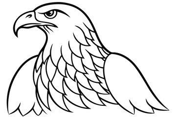 Obraz premium eagle bird silhouette line art vector illustration with a white background