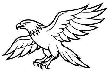 Obraz premium eagle bird silhouette line art vector illustration with a white background