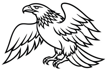 Obraz premium eagle bird silhouette line art vector illustration with a white background