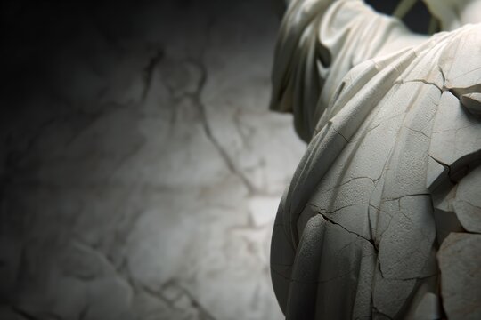 Cracked statue representing broken freedom concept