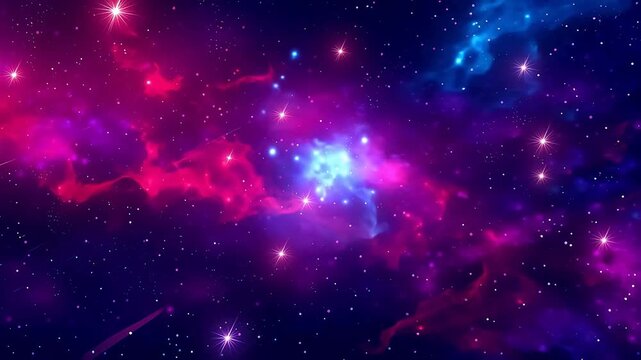 Digital fuchsia nebula starry sky abstract background