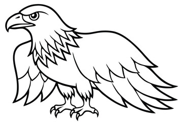 Obraz premium eagle bird silhouette line art vector illustration with a white background