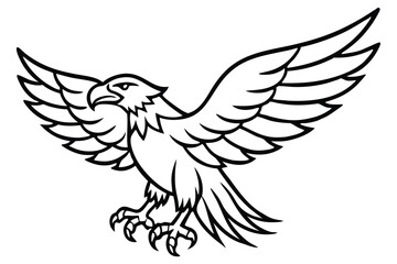 Obraz premium eagle bird silhouette line art vector illustration with a white background