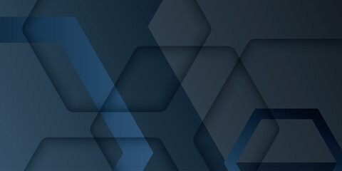 Obraz premium 3D abstract background with realistic hexagonal concave lines effect. Futuristic tech design with glowing geometric layers. Modern graphic design template. EPS. 3