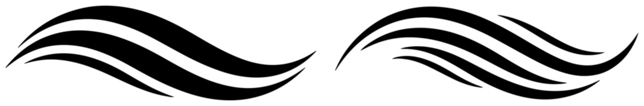 Abstract wave curved lines silhouette in minimalist graphic design style