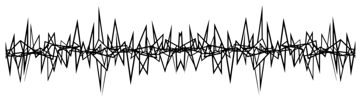 Sound wave frequency pattern with sharp jagged lines in abstract minimalist style
