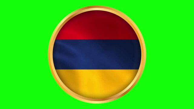 Armenia Round Framed National Wavy Flag Circular Blowing Gold