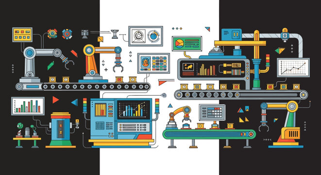 Industrial factory automation and manufacturing process.