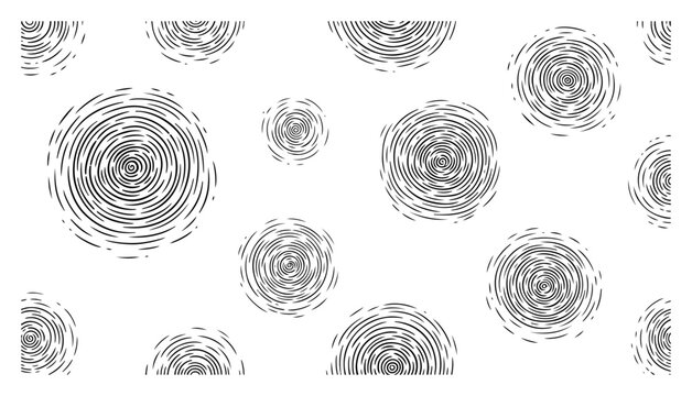Circular ripple patterns or tree rings with fine concentric lines in minimalist etching style