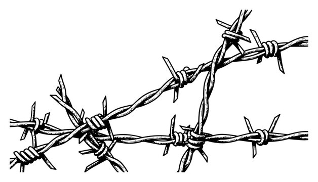 Barbed wire strands with sharp thorns for security and fence boundary